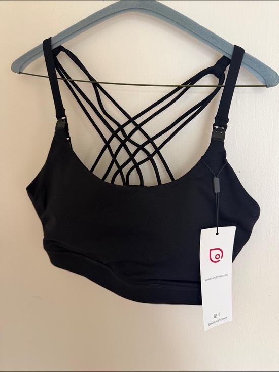 Sweat & Milk Other - Swear and Milk Oceane 3 Yoga Nursing Handd Free Pumping Sports Bra XL Black